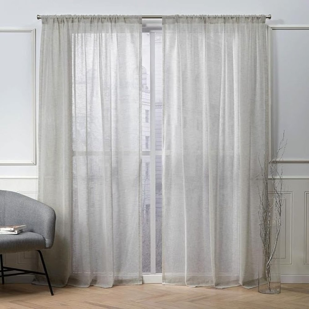 NEW Nicole Miller New‎ York Belfry 2 Sheer Linen Pocket Curtain Panels 50”x 84”